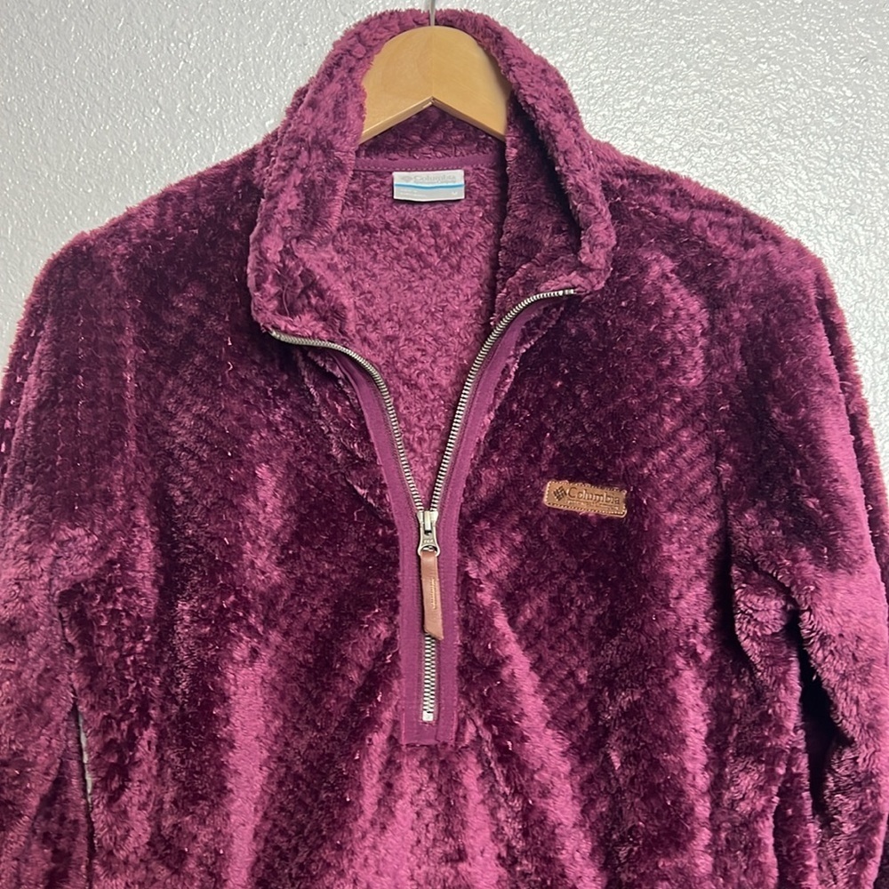 Columbia 1/2 Zip Fleece Pullover Burgundy Medium - Picture 8 of 8
